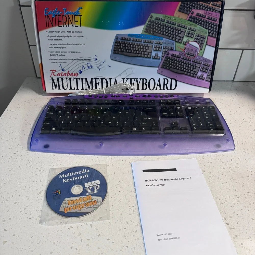 Eagle‎ Touch Rainbow Multimedia Keyboard Purple Translucent Y2K MCK-800 Vintage